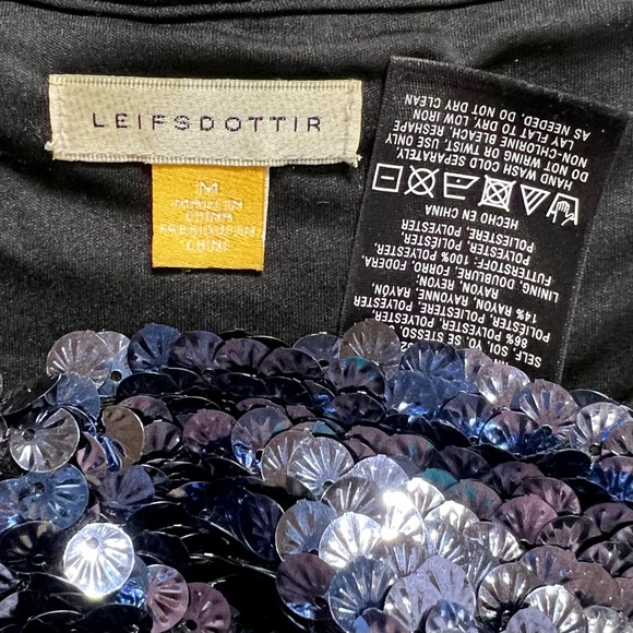 SOLD-Anthropologie Blue Jewel Tone Sequin Short Sleeve Blouse Tee - Picture 10 of 11